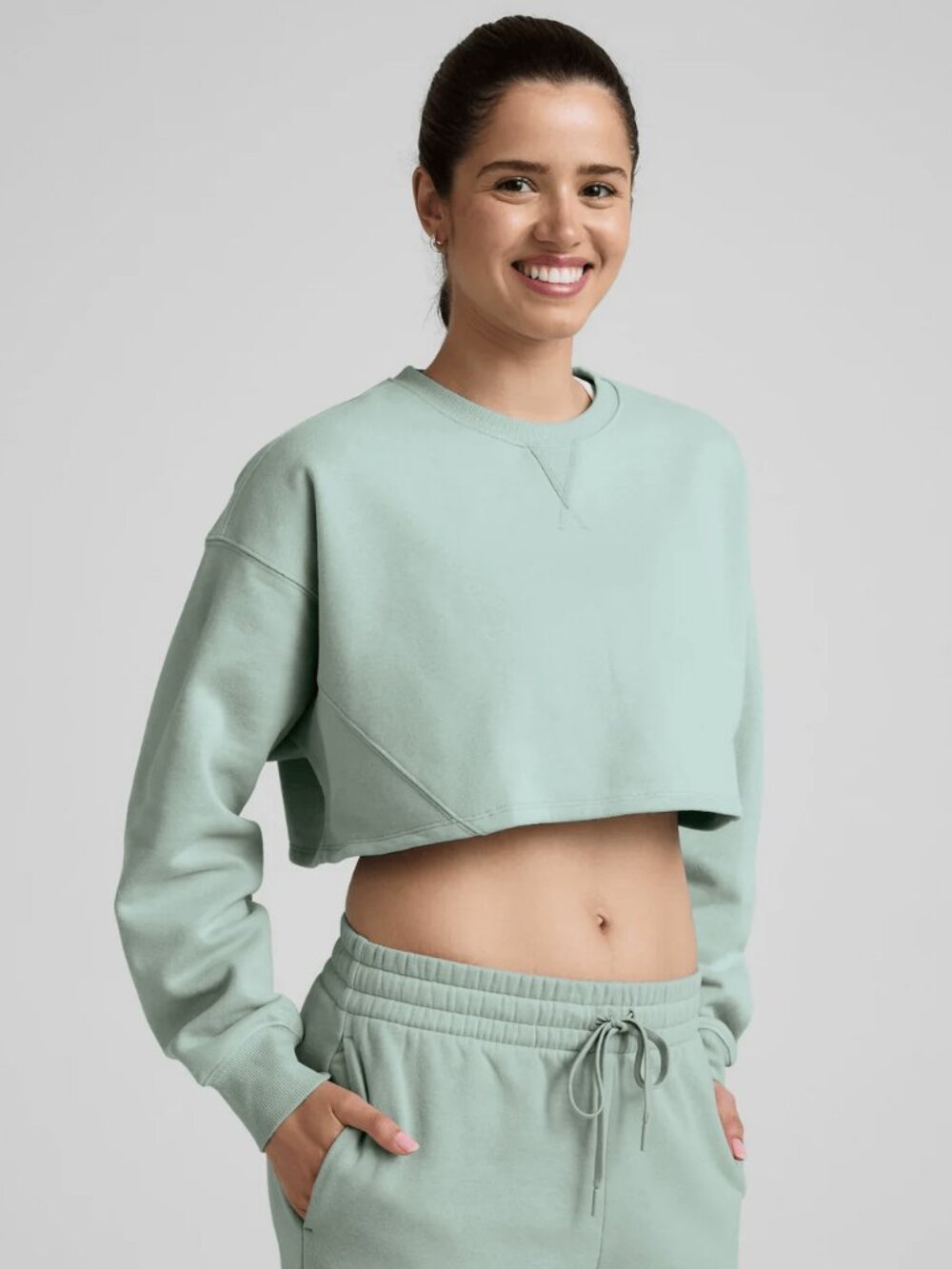 Beyond Yoga Boxy Pullover LuxeFleece Pale Blue Size S